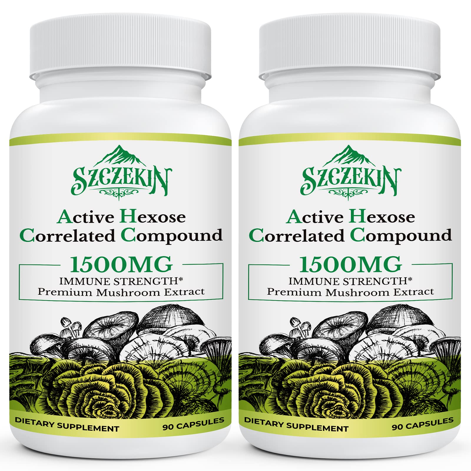 SZCZEKIN Active Hexose Correlated Compound 1500 mg Supplement, Natural 8 Mushroom Extract Supplement, Immune System, Liver Function, Natural Killer and T Cells Activity, 180 Veggie Capsules